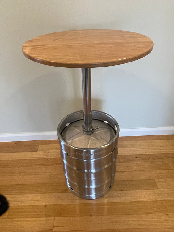 Keg Table with Wood Top